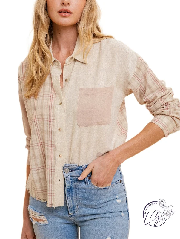 Comfortable Lifestyle Just Peachy Button Top