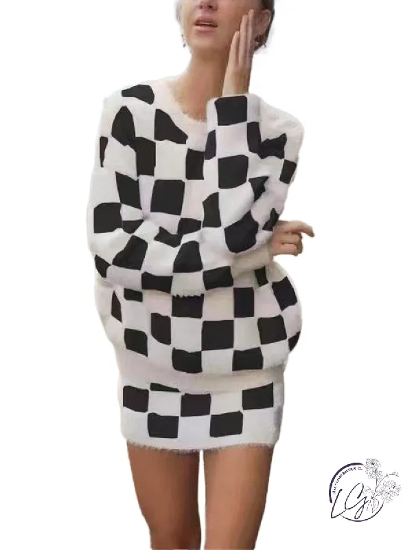 Personalized Clothing Checkered Comfort Sweater