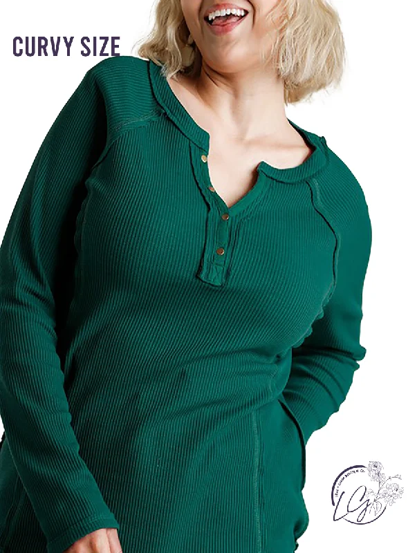 Relaxed Fit Curvy All Yours Ribbed Long Sleeve