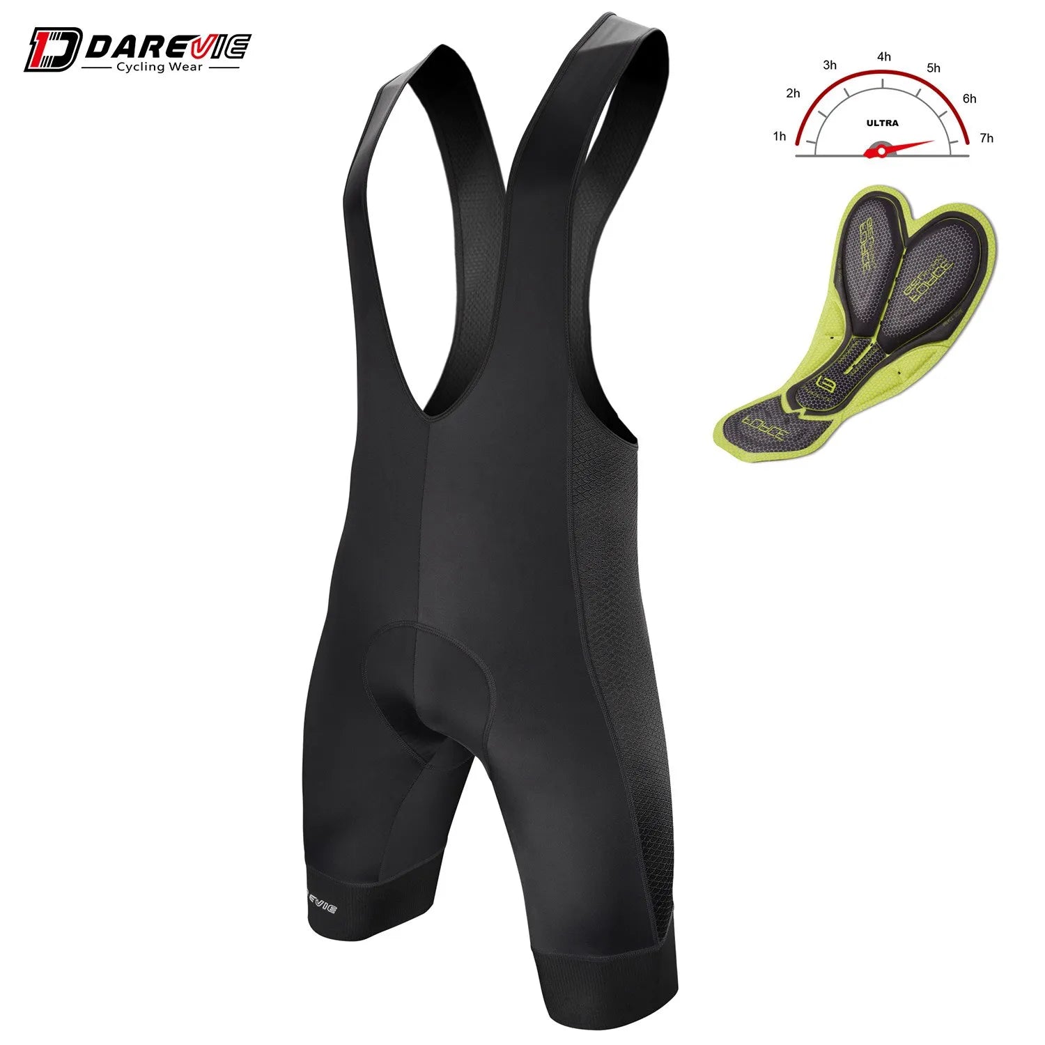 All-Day Outfits DAREVIE Cycling Bib Shorts 3D Gel Pad 6H Ride Men Cycling Shorts Downhill Pro Team Men Cycling Shorts Breathable 7CM Leg Gripper