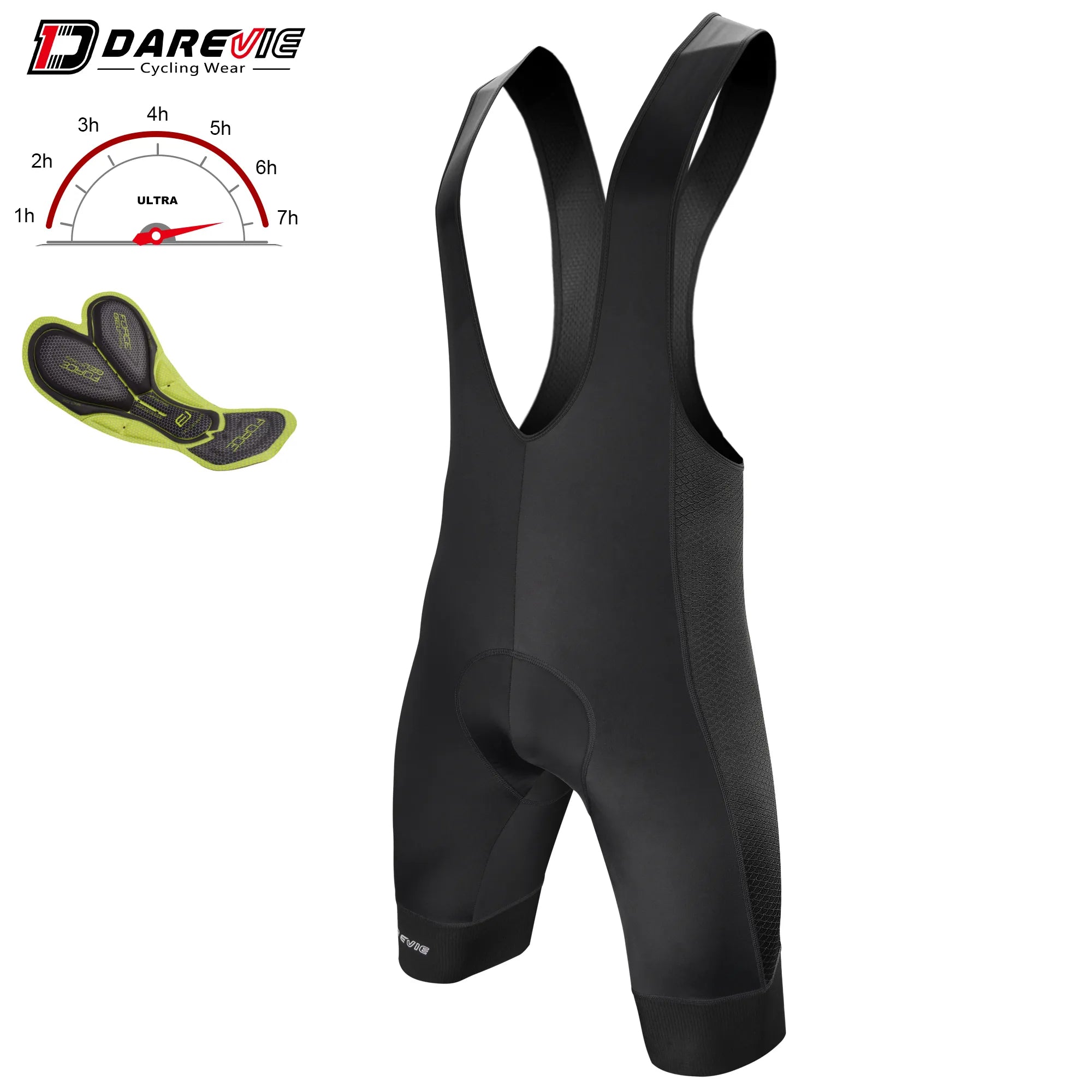 Cozy Chic Wear DAREVIE Cycling Bib Shorts Gel Pad Men's Cycling Bretelle Pro 6H Ride Men's Cycling Shorts Men Cycling Shorts 7 CM Leg Gripper