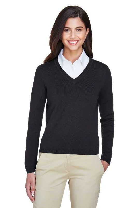 Devon & Jones Womens Wrinkle Resistant V-Neck Sweater - Black - Closeout