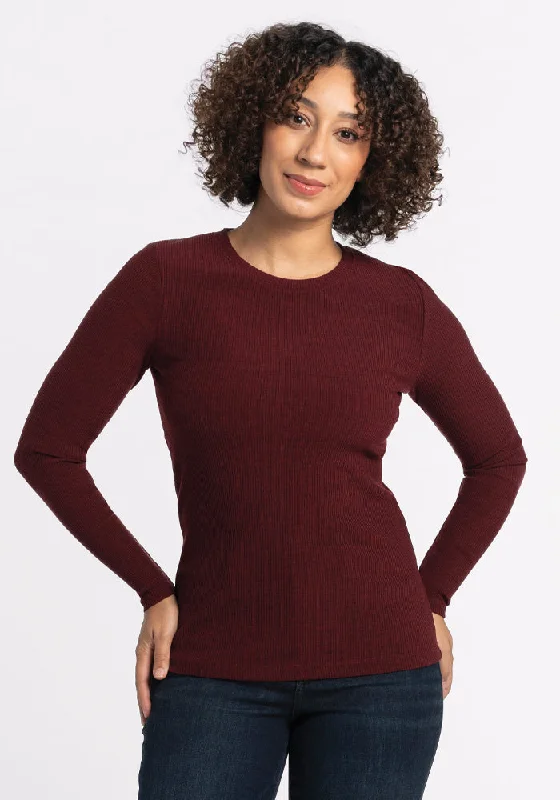 Exquisite Design Hadley Ribbed Crew - Cranberry Melange
