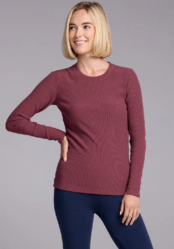 Warm And Comfortable Hadley Ribbed Crew - Wild Ginger