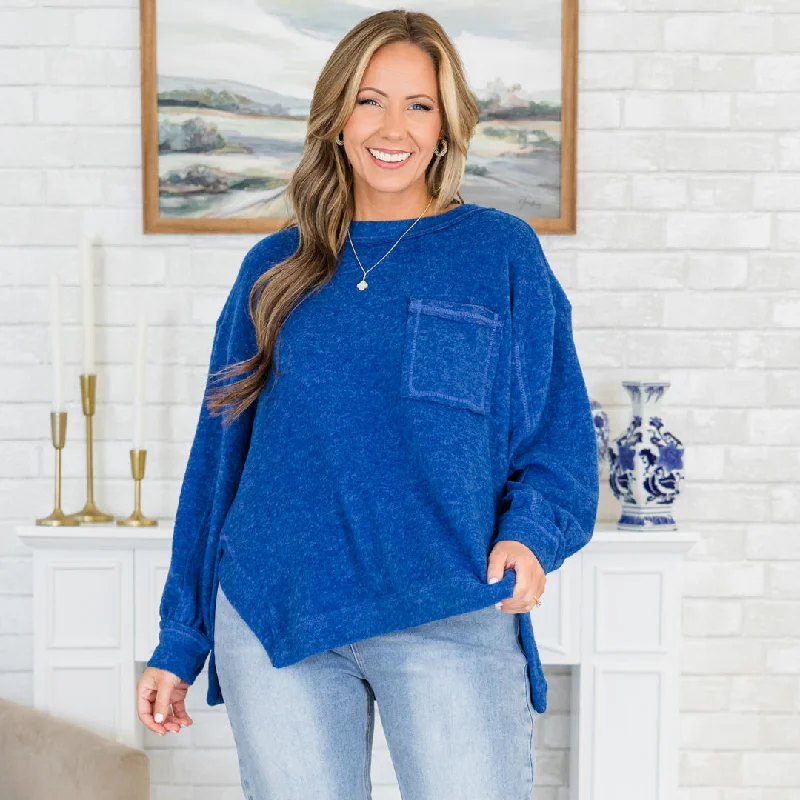 High Street Design I'm Here For It Top, Light Navy