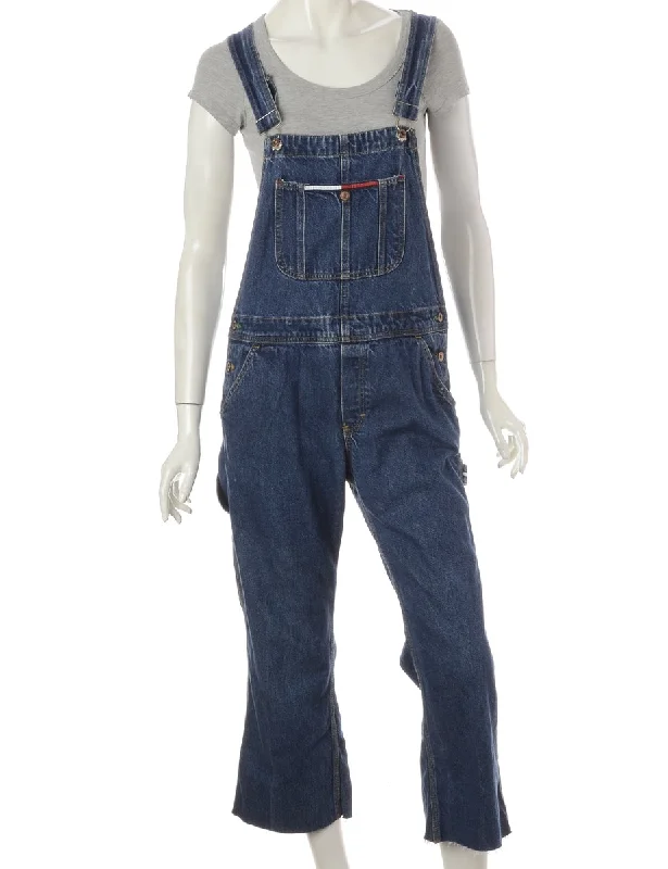 Label Pinafore Cropped Dungarees