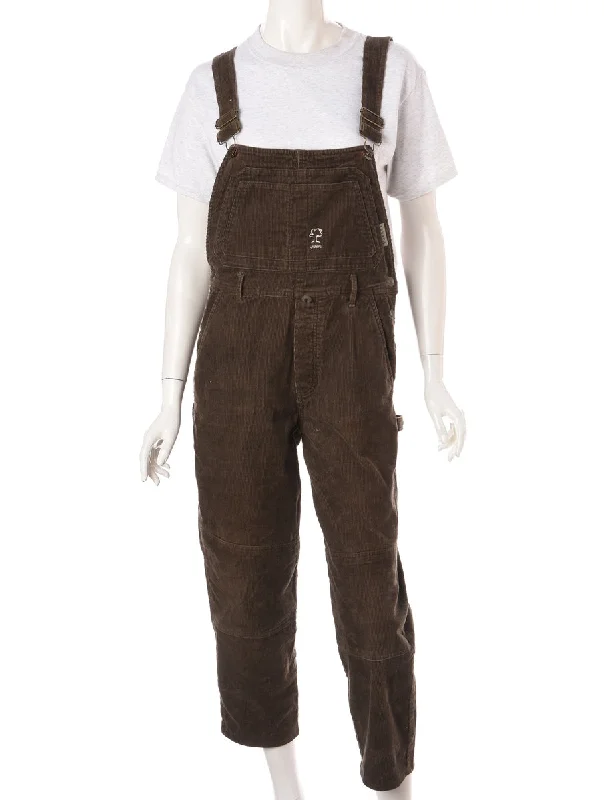 Label Pinafore Cropped Dungarees