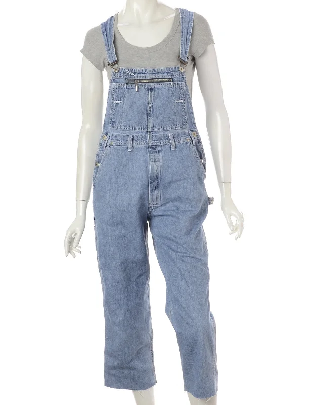 Label Pinafore Cropped Dungarees