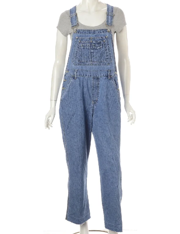 Label Pinafore Cropped Dungarees