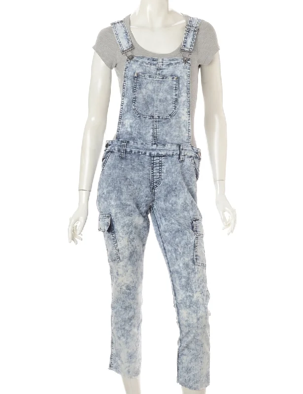 Label Pinafore Cropped Dungarees