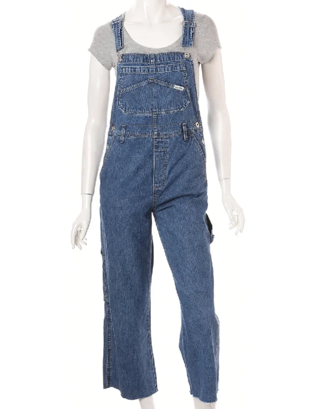 Label Pinafore Cropped Dungarees