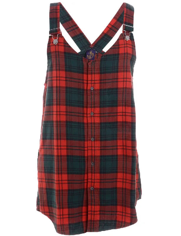 Label Plaid Pinafore Shirt Dress