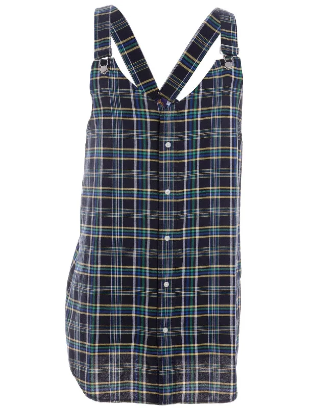 Label Plaid Pinafore Shirt Dress