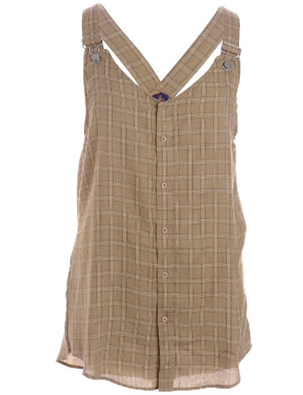 Label Plaid Pinafore Shirt Dress