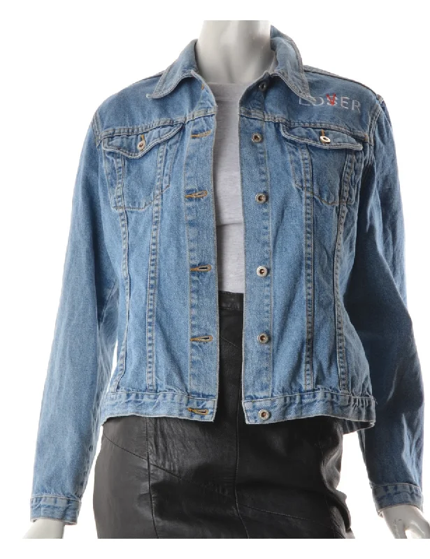 Fashionable Prints Label Roxanne Loser Love Denim Jacket