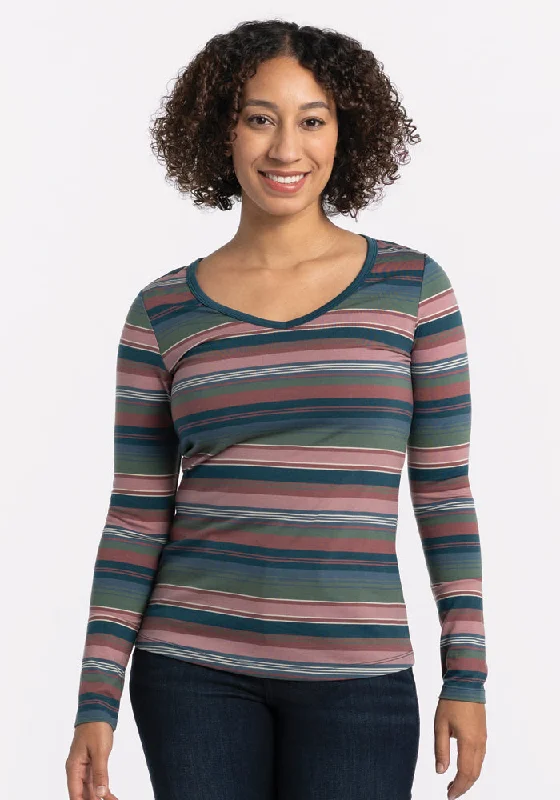Effortless Elegance Layla V Neck Top - Adirondack 2.0 Stripe