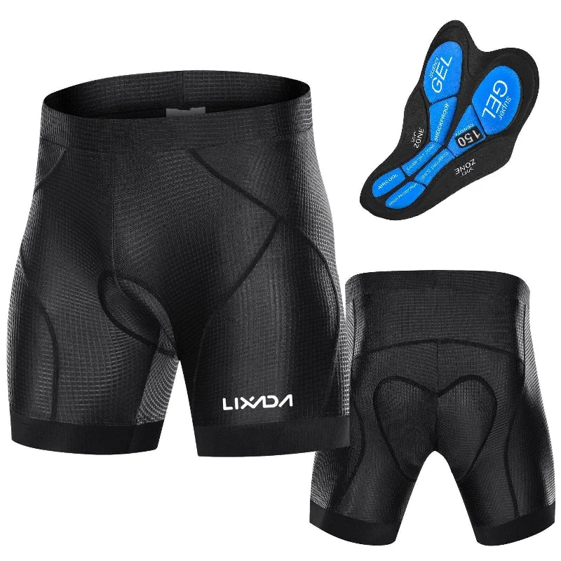 Soft Fabrics Lixada Men Bike Padded Shorts with Anti-Slip Leg Grips Cycling 3D Padded Underwear Bicycle Padding Riding Shorts Biking Underwear Shorts