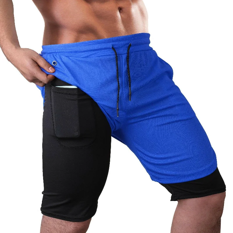 Simple Comfort Men's Workout Running Gym Shorts 2 in 1 Athletic Shorts with Pockets Outdoor Sports Trainning Shorts