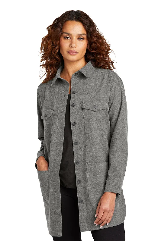 Mercer+Mettle Womens Twill Long Sleeve Button Down Shirt w/ Pockets - Heather Light Anchor Grey - New