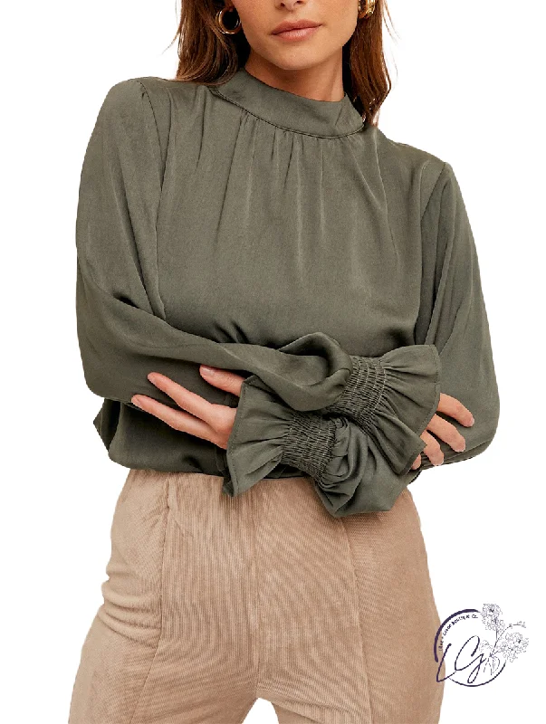 Simple Design Satin Smock Delight Blouse