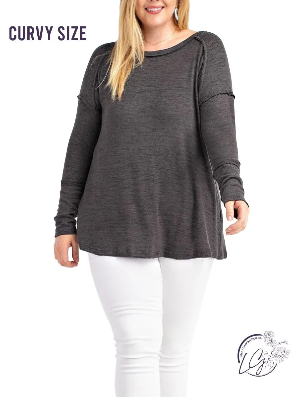 Fashion And Simplicity Curvy Daytime Blues Long Sleeve