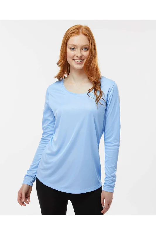 Paragon Womens Islander Performance Moisture Wicking Long Sleeve Scoop Neck T-Shirt - Blue Mist