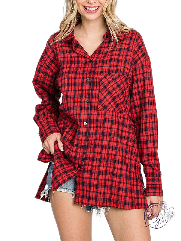 Elegant Tailoring Curvy Friday Night Feeling Plaid Button Down