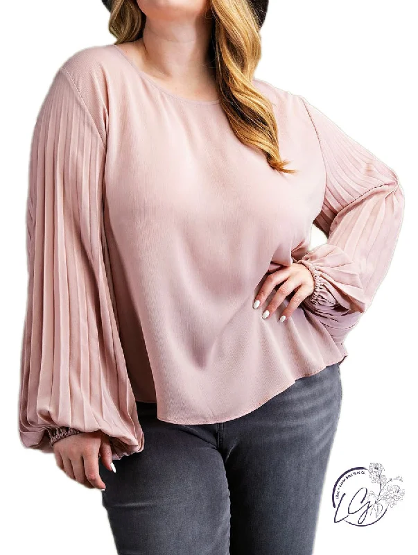 Street Charm Curvy Times of Fun Pleated Sleeve Blouse