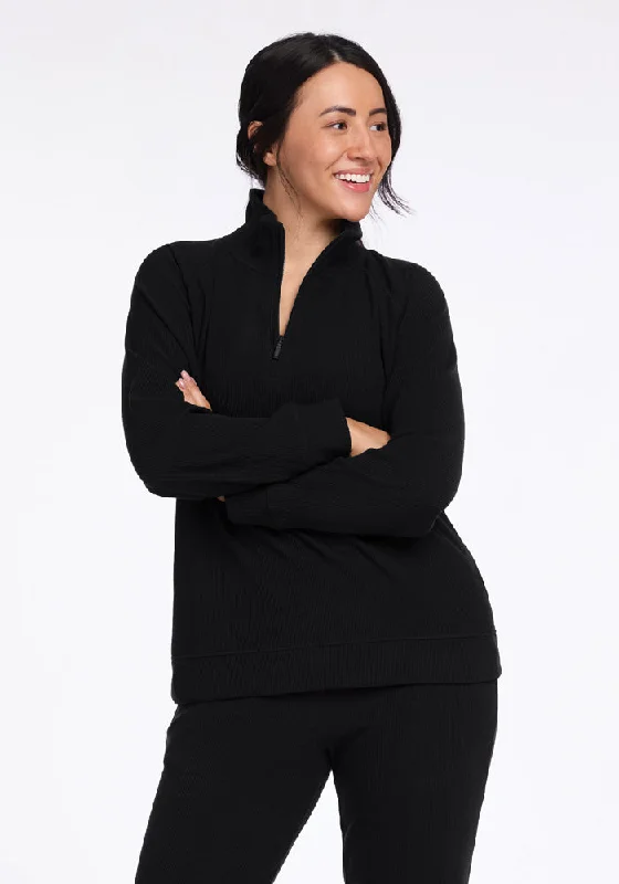 Daily Comfort Quinn Ribbed 1/4 Zip - Black