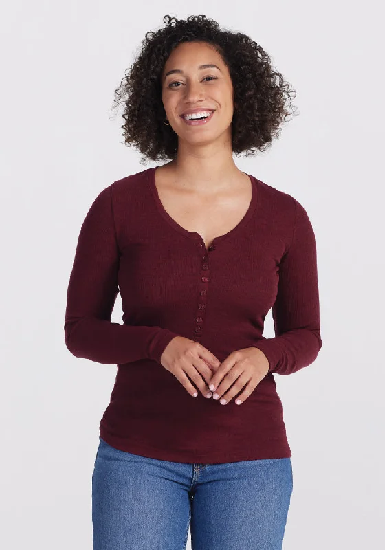 Lazy Home Reese Ribbed Henley - Cranberry Melange