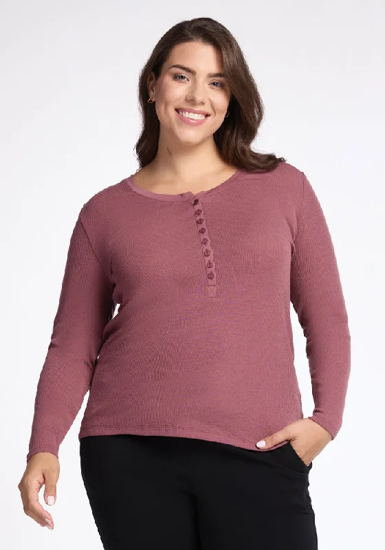 High-quality Styles Reese Ribbed Henley - Wild Ginger