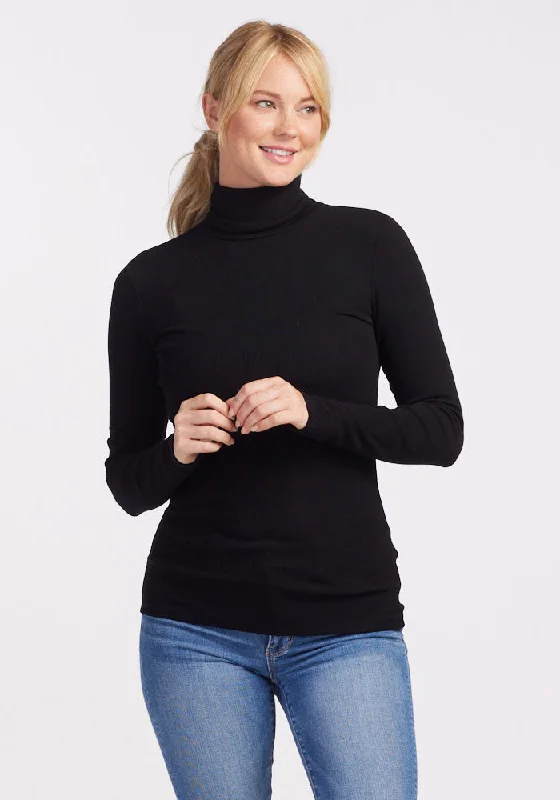 Elegant Temperament Sage Ribbed Turtleneck - Black