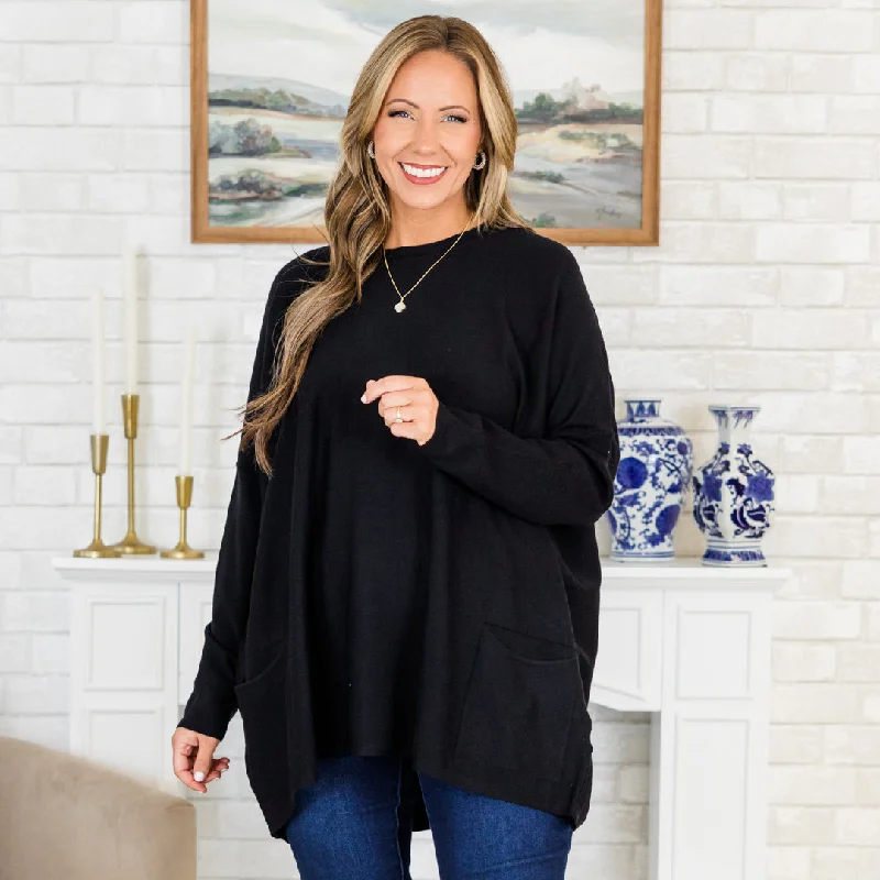 Casual Elegance Snow Whispers Tunic, Black