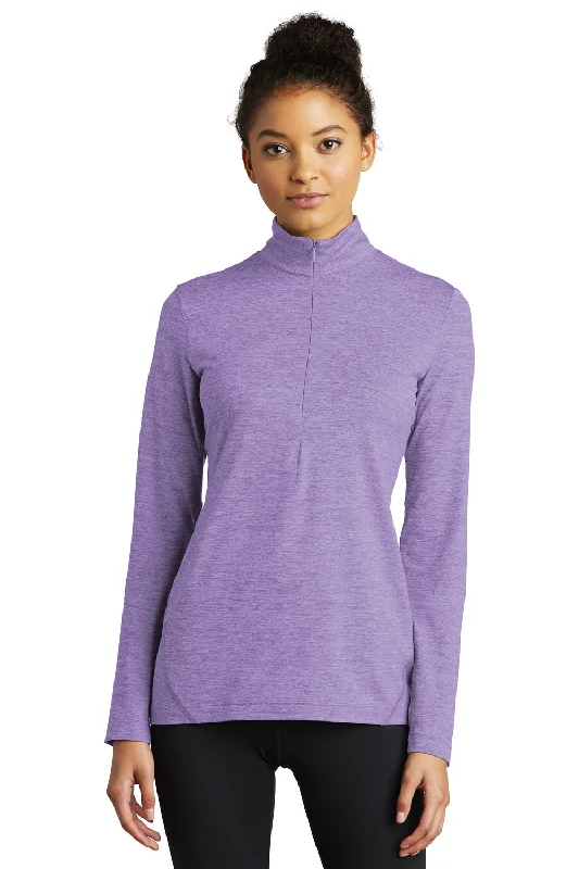 Sport-Tek Womens Exchange 1.5 Long Sleeve 1/4 Zip T-Shirt - Heather Hyacinth Purple