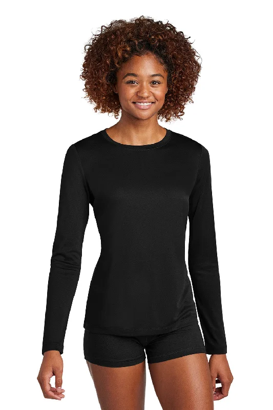 Sport-Tek Womens Posi-UV Pro Moisture Wicking Long Sleeve Crewneck T-Shirt - Black - New