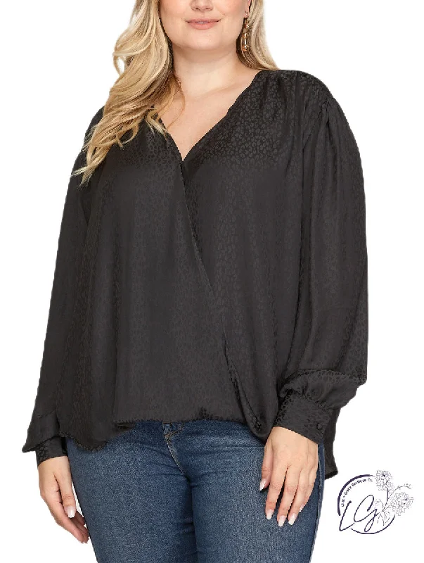 Carefree Style Curvy Us Together Surplice Jacquard Top