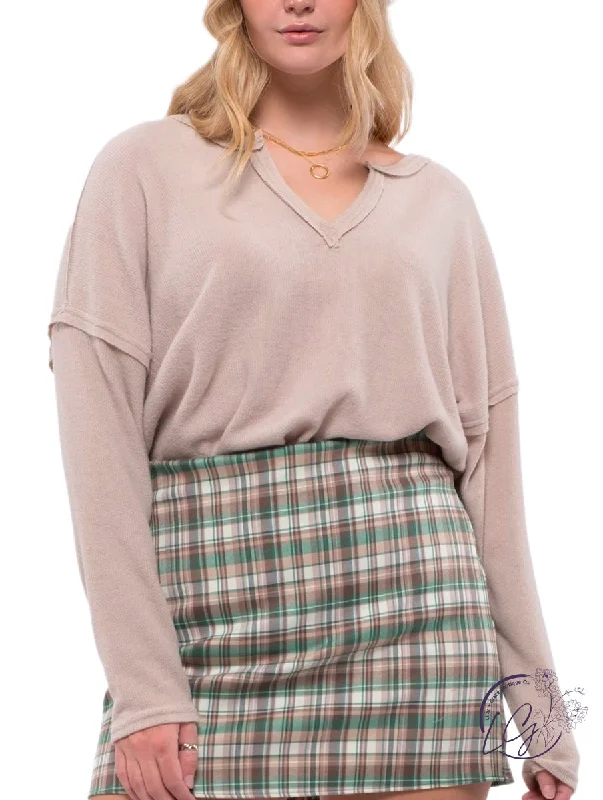 French Style Curvy Universal Love V-Neck Long Sleeve
