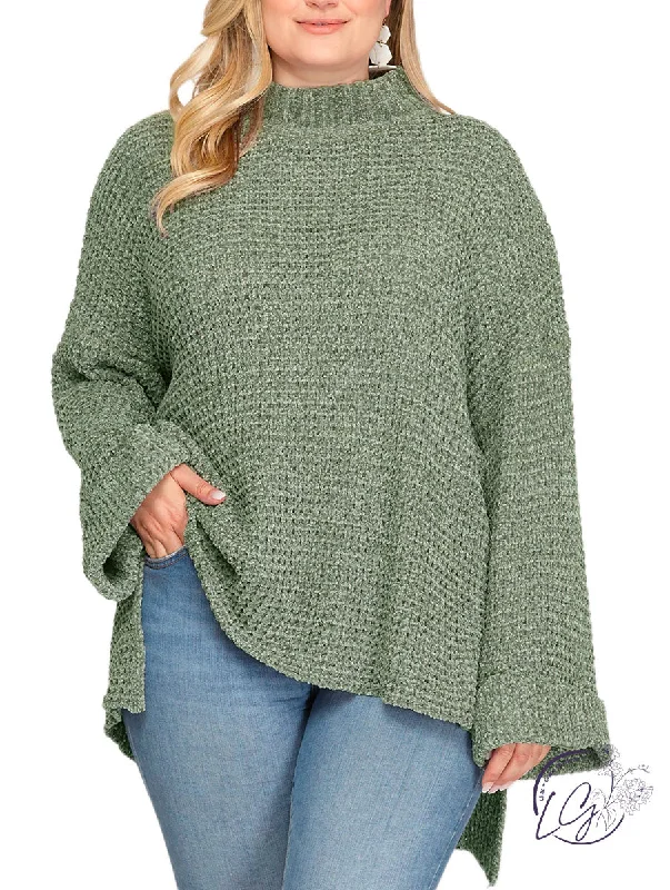 Elegant And Simple Curvy Feeling Great Mock Neck Sweater